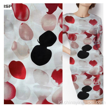 45S 100%Rayon/Viscose Printed Fabric Rayon Challis untuk Gaun